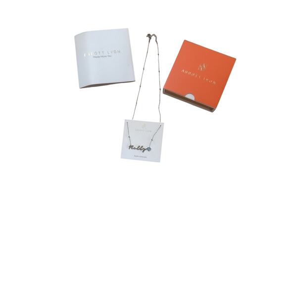 NWT Molly Name Necklace Silver Blue Heart Pendant Genuine Box Gift New - Picture 1 of 2